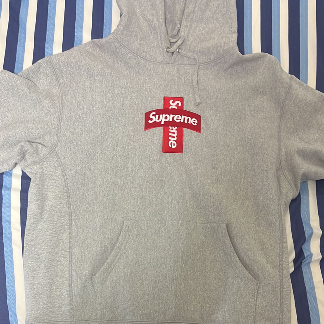 Supreme Cross Box Logo Hooded Sweatshirt "Grey"
