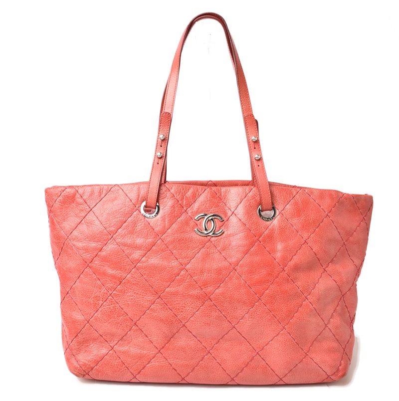 シャネル ショルダーバッグ/トートバッグ CHANEL キルティングレザー ダークピンク/シルバー