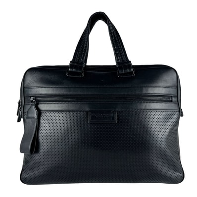 ボッテガヴェネタ BOTTEGAVENETA ハンドバッグ ビジネスバッグ レザー ブラック メンズ【中古】 z10439