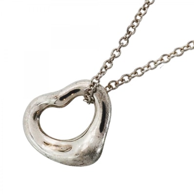 【6jdb0329-k】ティファニー ネックレス オープンハート シルバー925【中古】レディース