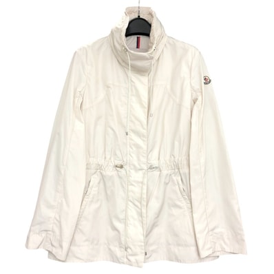 モンクレール MONCLER OCRE オークル アパレル ジップアップ ペプラム スプリングコート 薄手 アウター ジャケット ナイロン ホワイト