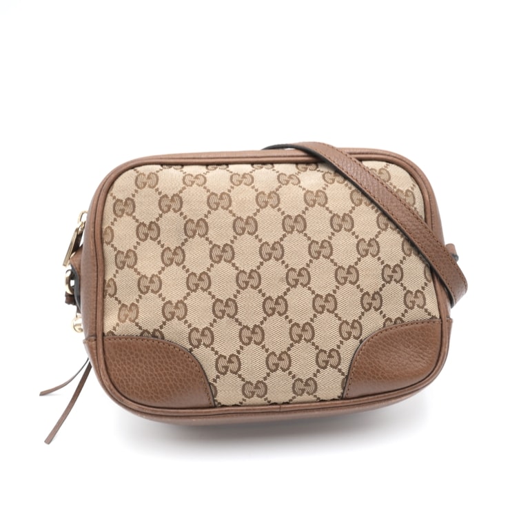 GUCCI(グッチ)ブリー GGキャンバス クロスボディバッグ ショルダーバッグ ベージュ ブラウン レザー ゴールド金具 449413【中古】