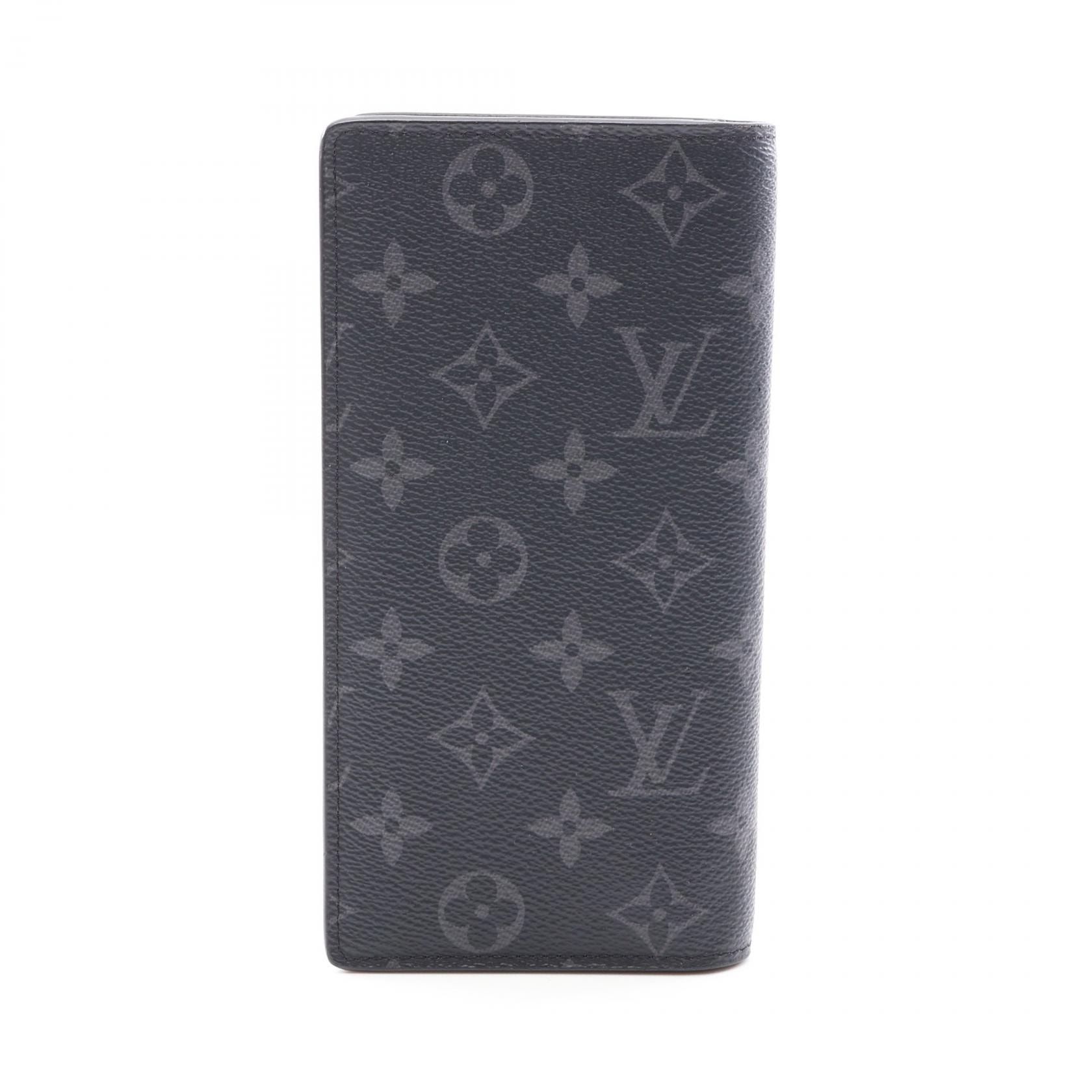 ルイ・ヴィトン LOUIS VUITTON ポルトフォイユ ブラザ 二つ折り長財布 財布 PVCコーティングキャンバス モノグラム・エクリプス メンズ ブラック系 M61697 【中古】