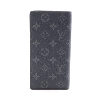 ルイ・ヴィトン LOUIS VUITTON ポルトフォイユ ブラザ 二つ折り長財布 財布 PVCコーティングキャンバス モノグラム・エクリプス メンズ ブラック系 M61697 【中古】