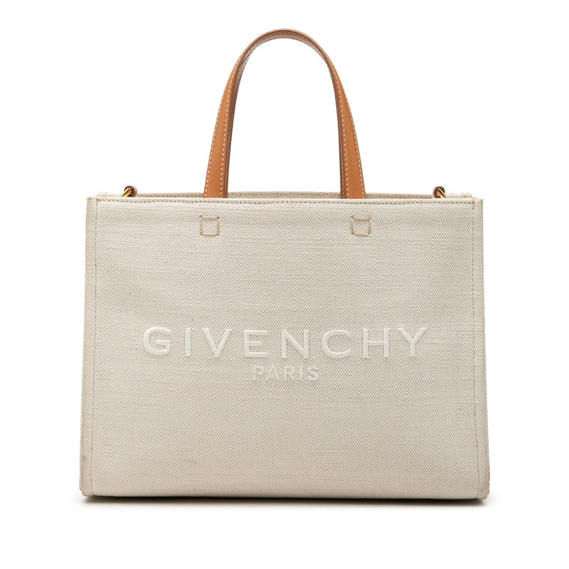 ジバンシー Gトート ハンドバッグ アイボリー ブラウン キャンバス レザー レディース Givenchy 【中古】