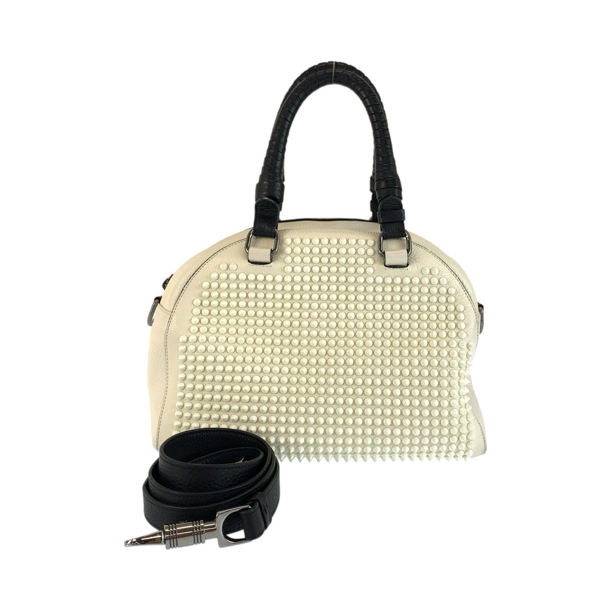 Christian Louboutin クリスチャンルブタン パネトーネ ホワイト クリーム シルバー金具 レザー メタル/ ハンドバッグ ショルダーバッグ 2WAY 1-0296144 【中古】
