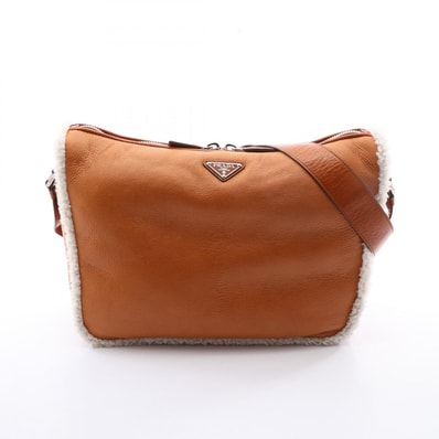 プラダ PRADA MONTONE SHEARLI ショルダーバッグ バッグ レザー ムートン レディース ブラウン系 / ホワイト系 2VH182 【中古】