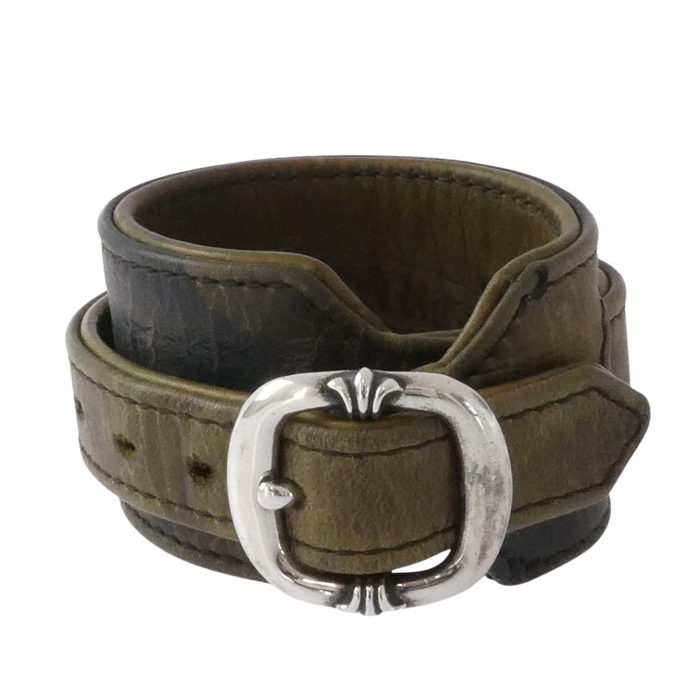 Chrome Hearts Rock 'n Roll Tiny Buckle Leather Bracelet "Khaki"