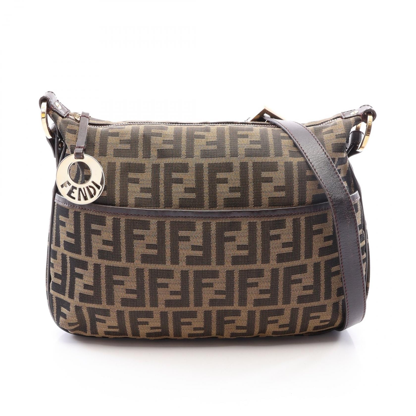 フェンディ FENDI ズッカ ショルダーバッグ バッグ キャンバス レザー レディース ブラウン系 8BT190 【中古】