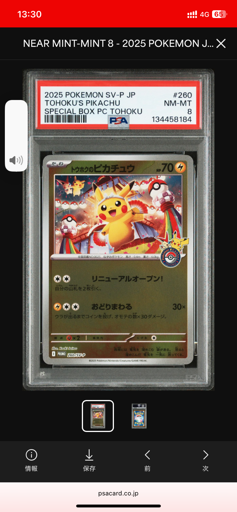 トウホクのピカチュウ P [SV-P 260](スペシャルBOX「ポケモンセンタートウホク」)