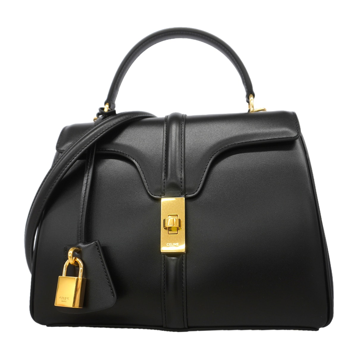【6kd3685】セリーヌ ハンドバッグ セーズ レザー ブラック ゴールド金具 2wayバッグ【中古】レディース