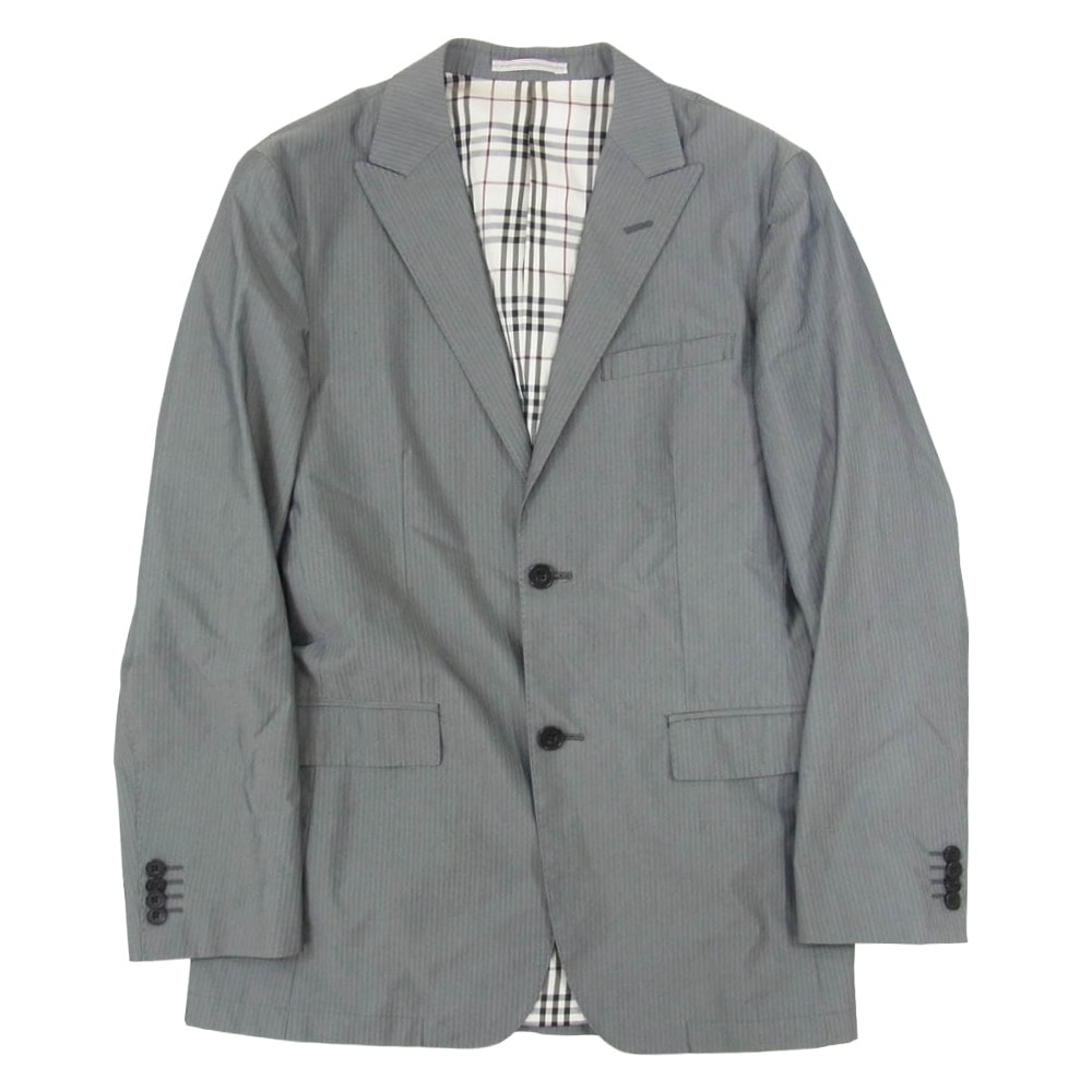 BURBERRY BLACK LABEL バーバリーブラックレーベル ジャケット BME65-702-07 裏地ノバチェック ピークトラベル 2B テーラードジャケット グレー系 L【中古】