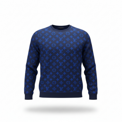 Louis Vuitton Full Monogram Jacquard Crew Neck Sweat "Blue"