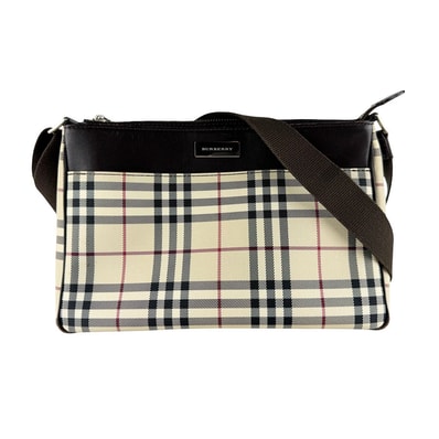 バーバリー BURBERRY ショルダーバッグ ナイロンキャンバス/レザー ベージュ/ブラウン レディース【中古】 z10271