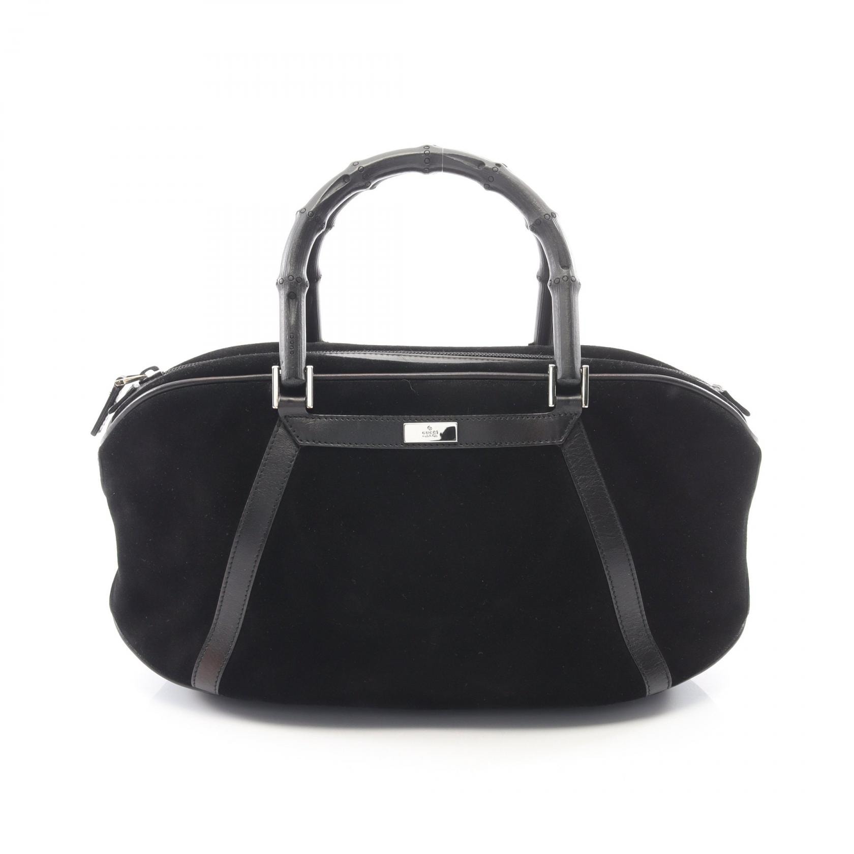 グッチ GUCCI バンブー ハンドバッグ バッグ スウェード レザー レディース ブラック系 002・1084 【中古】