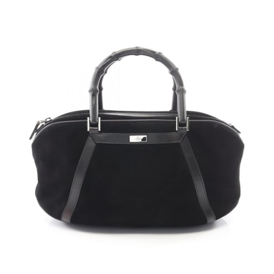 グッチ GUCCI バンブー ハンドバッグ バッグ スウェード レザー レディース ブラック系 002・1084 【中古】