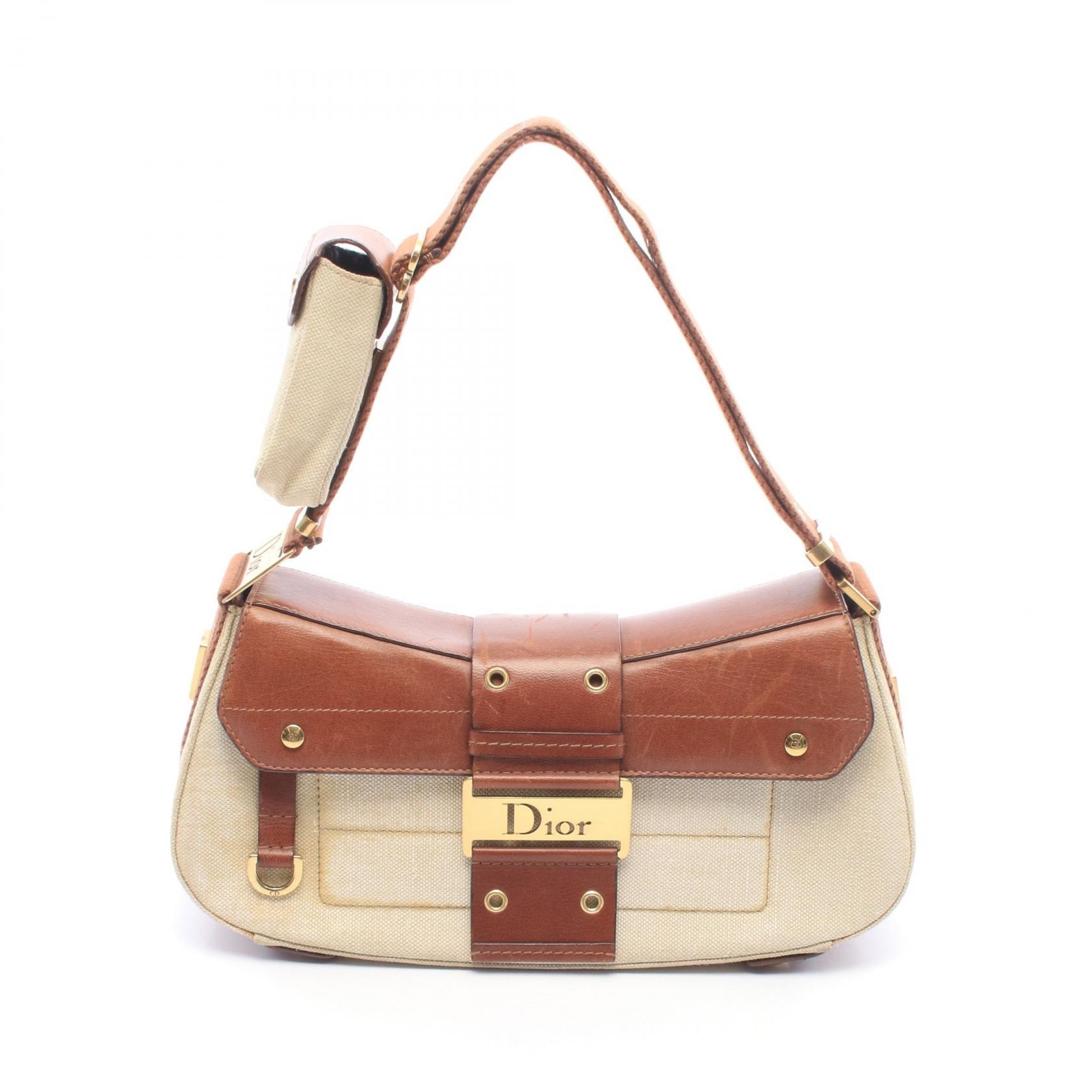 ディオール Dior ストリートシック ショルダーバッグ バッグ キャンバス レザー レディース アイボリー系 / ブラウン系 【中古】