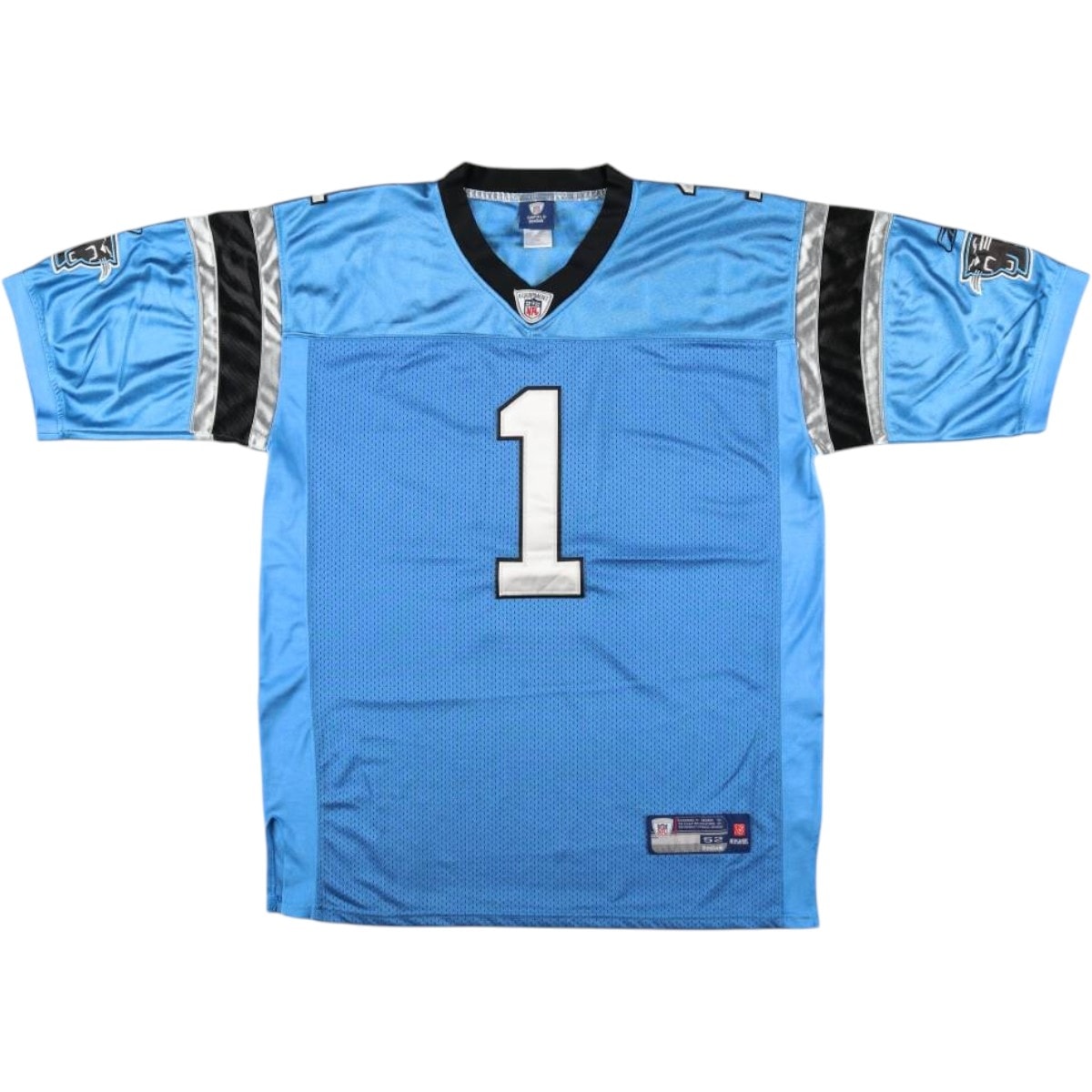 古着 ビッグサイズ リーボック Reebok NFL CAROLINA PANTHERS カロライナパンサーズ メッシュ Vネック フットボール七分袖Tシャツ メンズXXXL相当/eaa662629