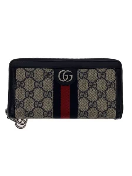GUCCI Ophidia GG Zip Around Wallet "Beige/Blue"