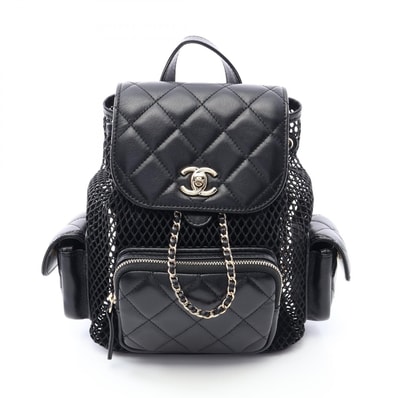 シャネル CHANEL マトラッセ スモール チェーン リュックサック バックパック バッグ ラムスキン(羊革) メッシュ レディース ブラック系 【中古】