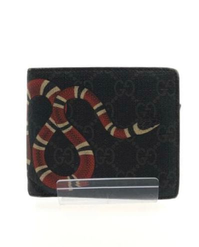 GUCCI Kingsnake Print GG Supreme Coin Wallet "Black"