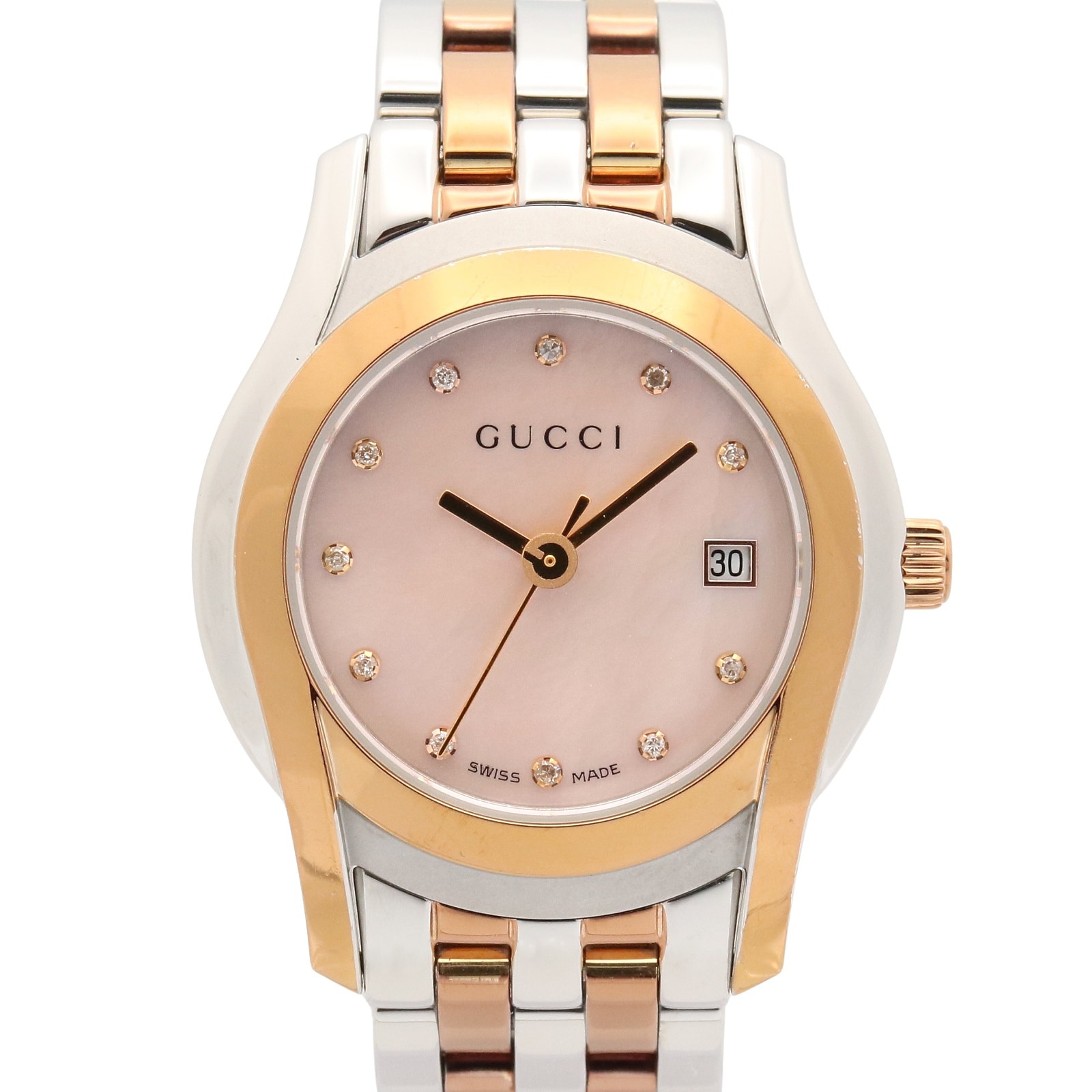 グッチ GUCCI 時計 腕時計 時計 GP(ゴールドメッキ) ステンレススチール レディース ピンク系 ピンクシェル 5500L 【中古】