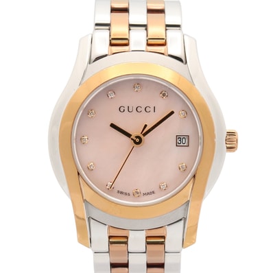グッチ GUCCI 時計 腕時計 時計 GP(ゴールドメッキ) ステンレススチール レディース ピンク系 ピンクシェル 5500L 【中古】