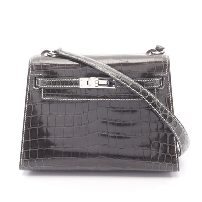 エルメス HERMES ミニケリー20 グラファイト ハンドバッグ バッグ エキゾチックレザー ニロティカスリセ □L刻印(2008年製造) レディース グレー系 【中古】