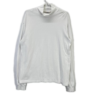 オーラリー A22AP03ST 22AW ホワイト コットン100 SEAMLESS HI NECK L/S TEE カットソー 4