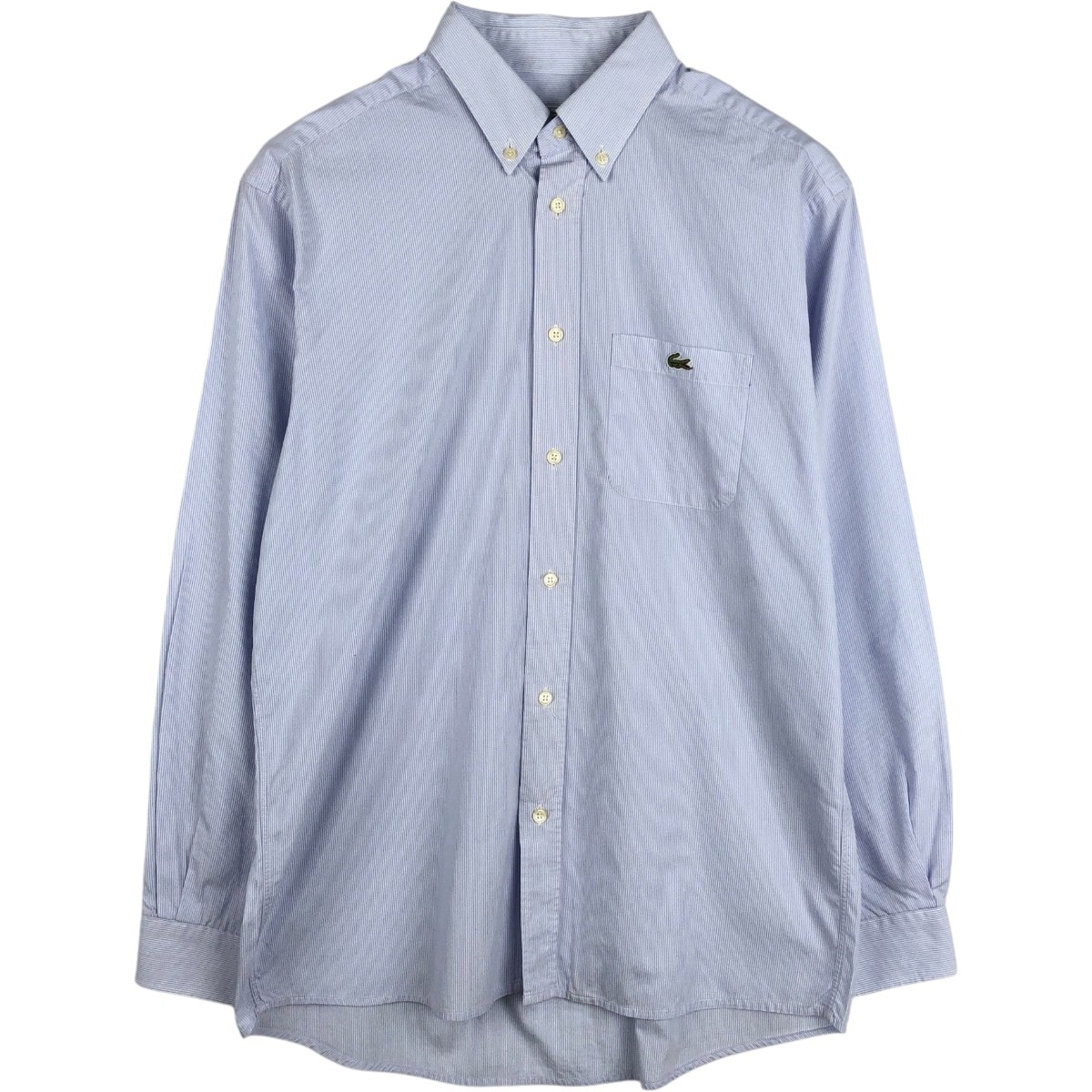 古着 80年代 ラコステ LACOSTE 半袖 ボタンダウン ストライプシャツ メンズM相当 ヴィンテージ/eaa677000