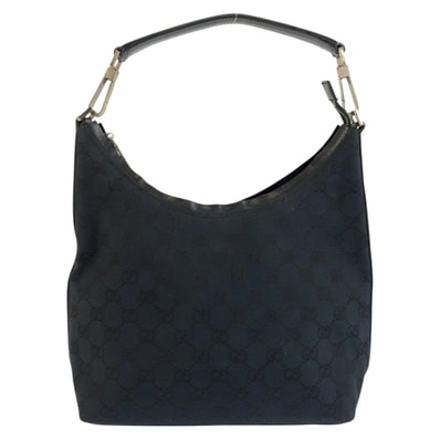 GUCCI グッチ ブラック 黒 シルバー金具 GGキャンバス レザー/ ショルダーバッグ 603242 【中古】
