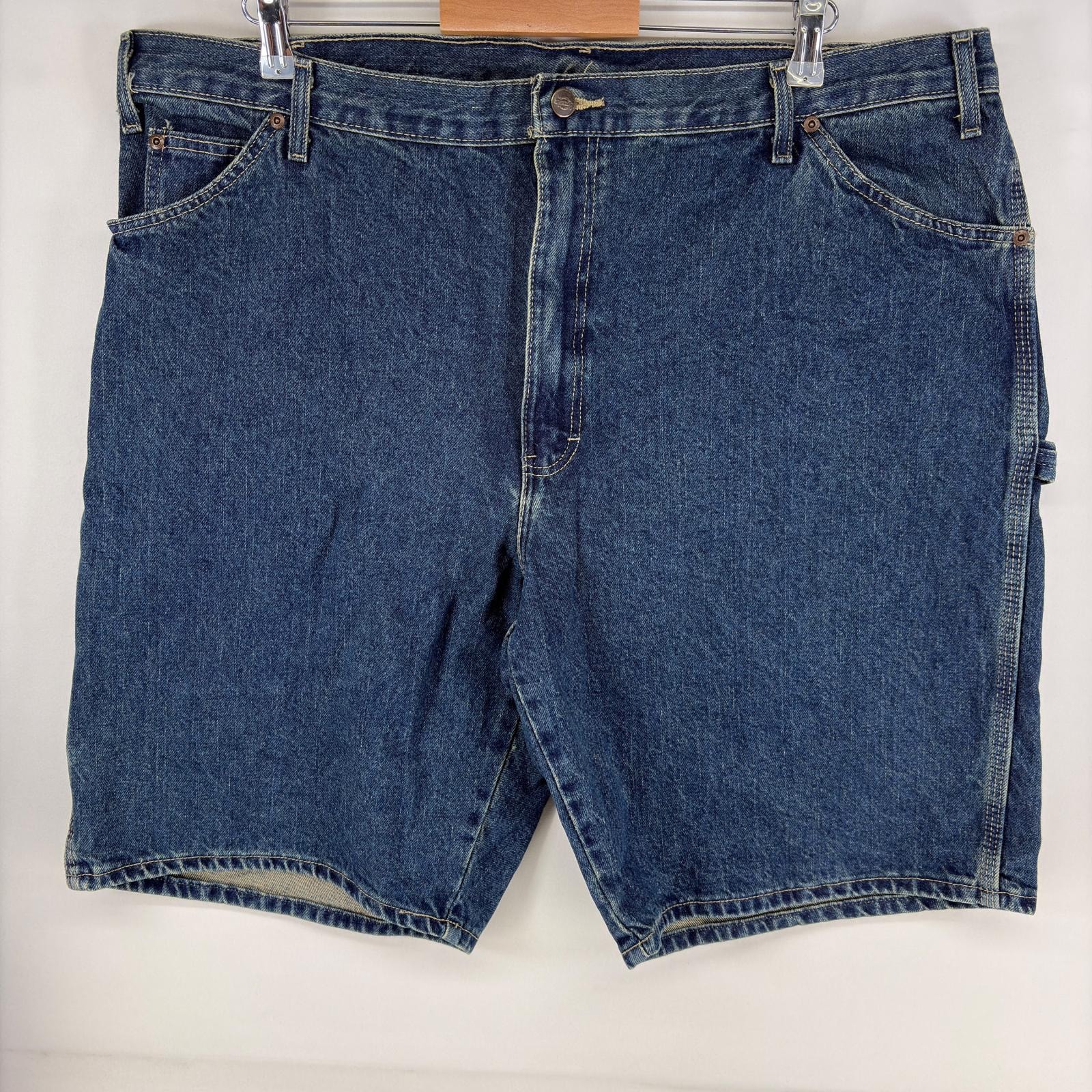 古着 ディッキーズ Dickies デニム ショートパンツ ペインター ワンポイントロゴ ジップ ショーツ ハーフパンツ w42 ブルー系 メンズ