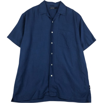 古着 ノーティカ NAUTICA 半袖 オープンカラー レーヨン×リネンシャツ ボックスシャツ メンズL相当/eaa623530