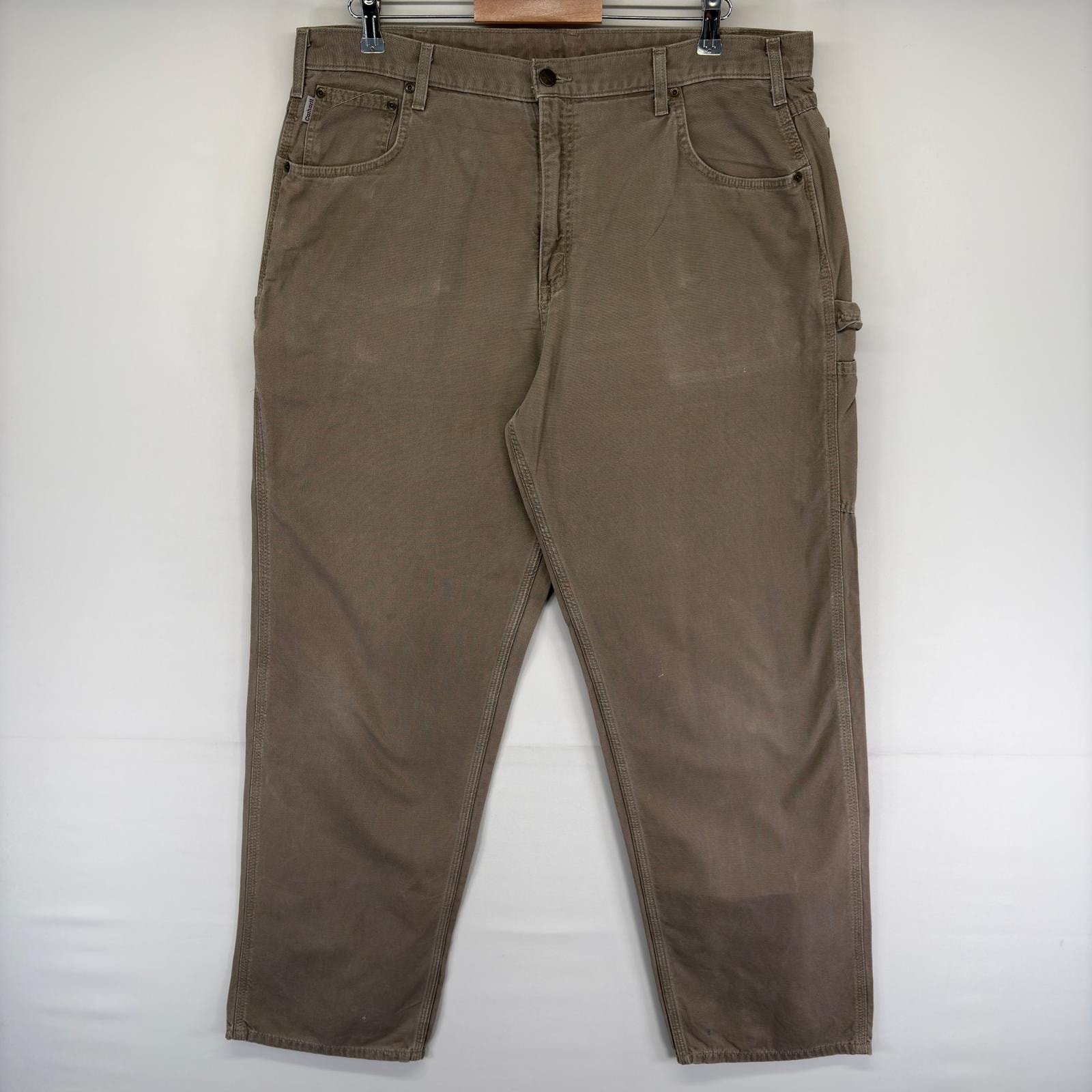 古着 カーハート Carhartt ダック パンツ ダック ペインター ワンポイントロゴ ジップ ハンマーループ W40 L34  ベージュ系 メンズ
