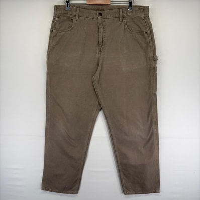 古着 カーハート Carhartt ダック パンツ ダック ペインター ワンポイントロゴ ジップ ハンマーループ W40 L34 ベージュ系 メンズ