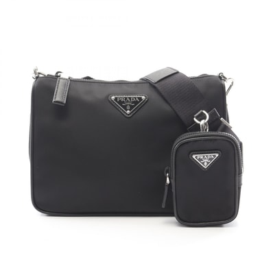プラダ PRADA Re-Nylon ショルダーバッグ バッグ ナイロン サフィアーノレザー メンズ レディース ブラック系 2VH113 【中古】