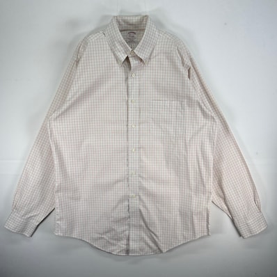 古着 ブルックスブラザーズ Brooks Brothers 長袖シャツ ボタンダウン 胸ポケ M オレンジ系 チェック メンズ