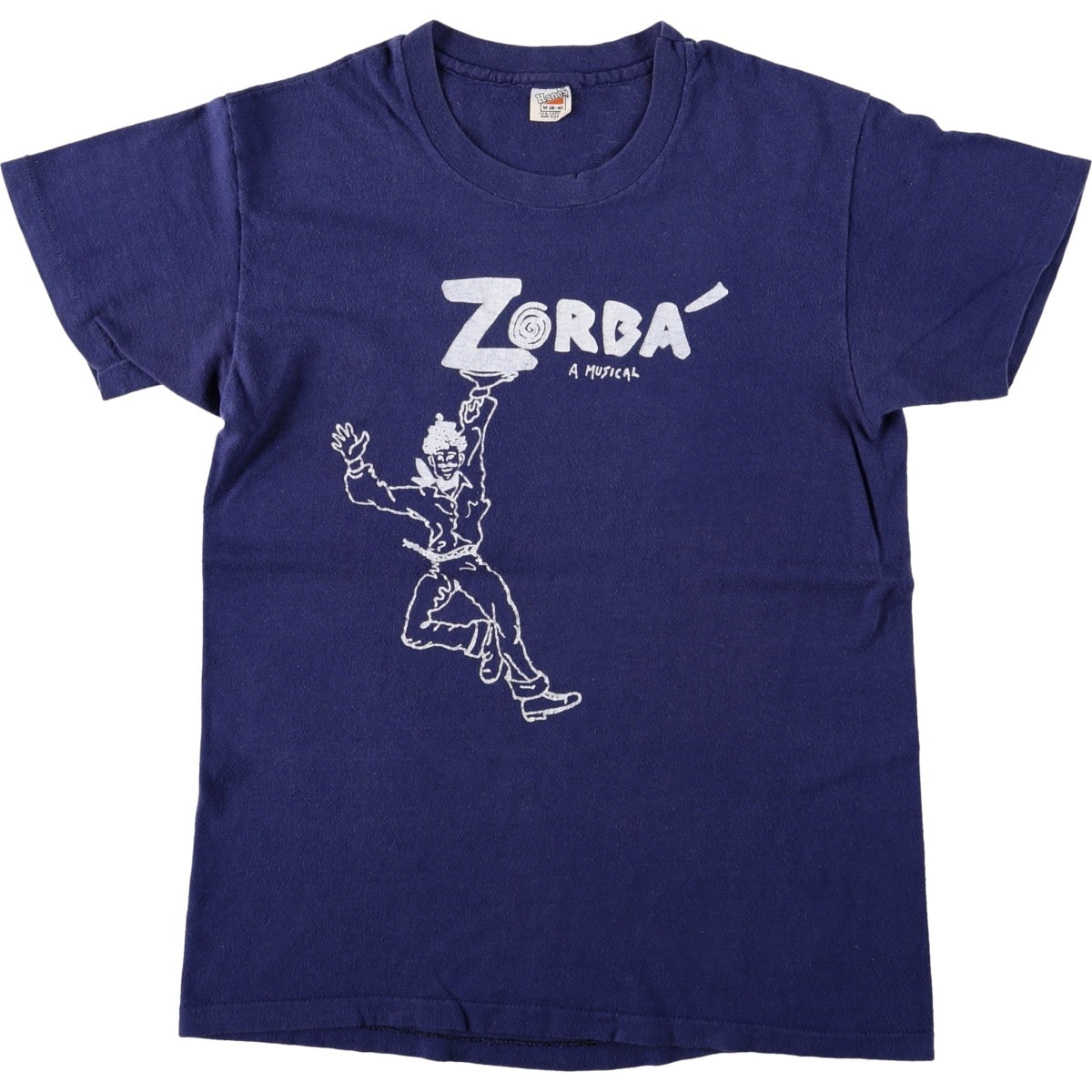 古着 70年代 ヘインズ Hanes 三角タグ ZORBA その男ゾルバ プリントTシャツ USA製 メンズM相当 ヴィンテージ/eaa684968