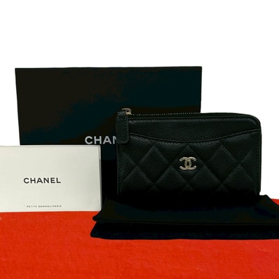 CHANEL シャネル フラグメント ケース マトラッセ ココマーク キャビアスキン コインケース ブラック
37556