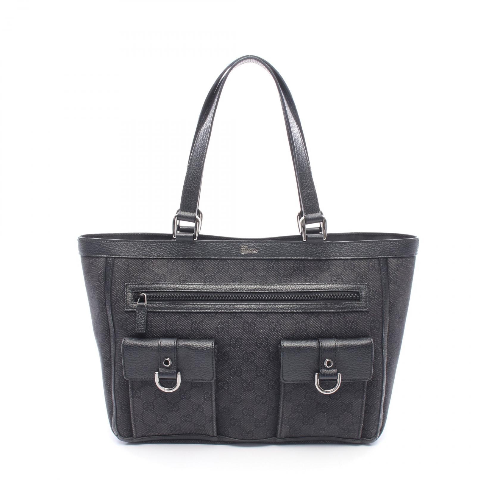 グッチ GUCCI アビー GGキャンバス トートバッグ バッグ キャンバス レザー レディース ブラック系 268639 【中古】