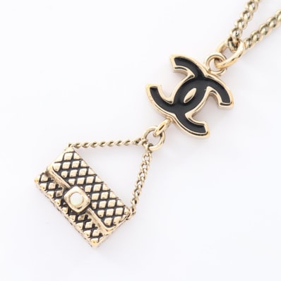 シャネル CHANEL ココマーク マトラッセ ネックレス ジュエリー GP(ゴールドメッキ) レディース ゴールド系 / ブラック系 【中古】