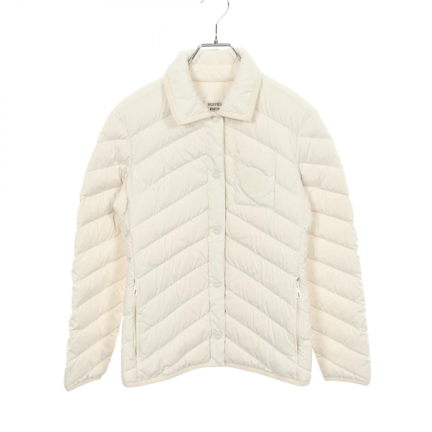 エルメス HERMES キルティング オーバーシャツ クルードセル ダウンジャケット 衣料品 アウター ポリエステル ホワイト レディース ホワイト系 4H0168DR 【中古】