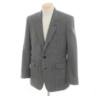 【中古】ジョンローレンスサリバン JOHN LAWRENCE SULLIVAN ウール ストライプ テーラードジャケット オフホワイトxブラック【サイズ44】【メンズ】