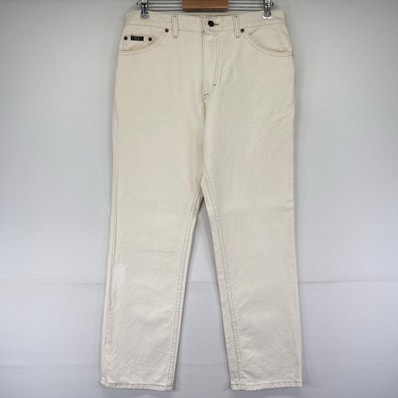 古着 90's/90年代 リー Lee デニム パンツ ストレート 5ポケット レザーパッチ w34×L30 ホワイト系 メンズ