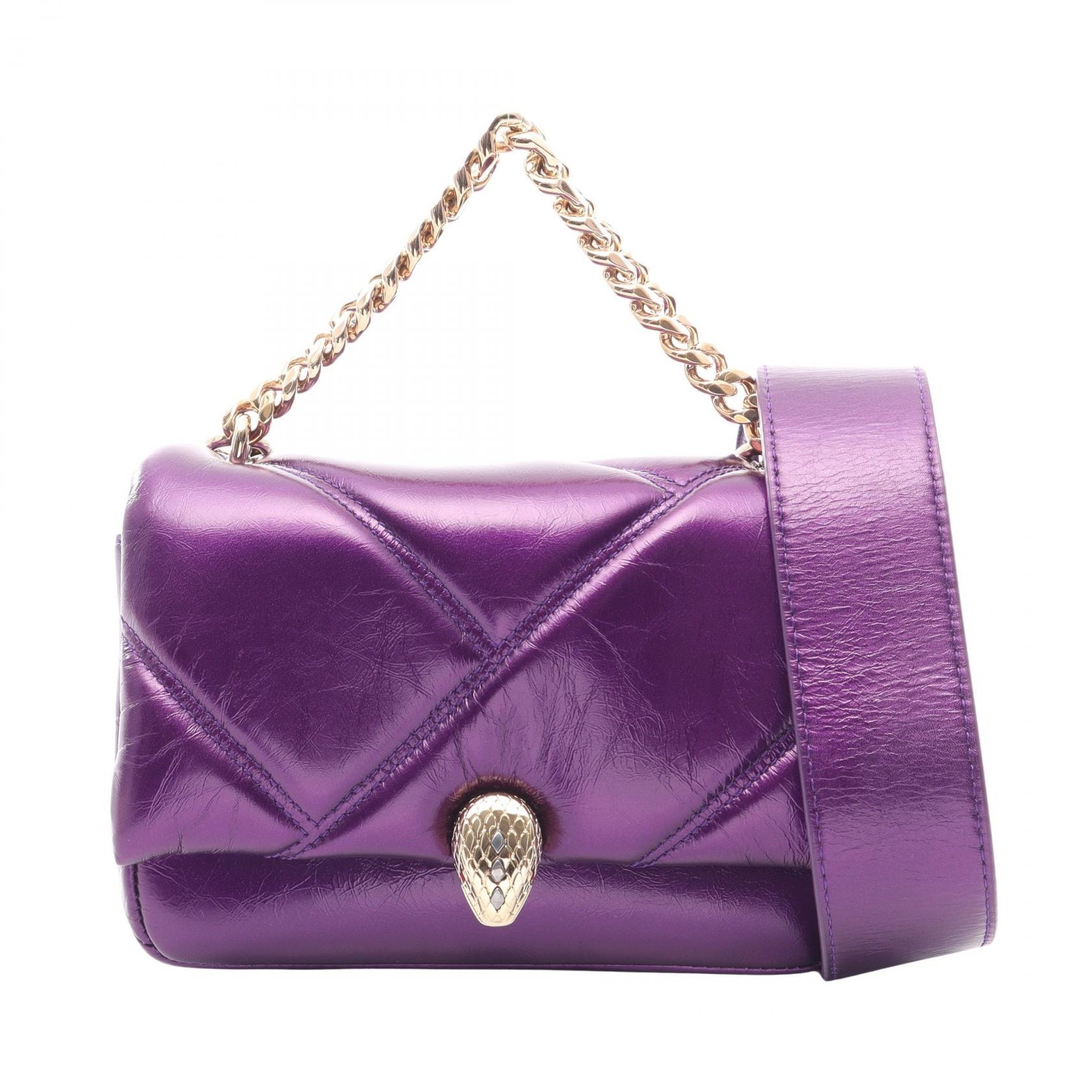 ブルガリ BVLGARI セルペンティ カボション ミニ 2WAY ハンドバッグ バッグ レザー レディース パープル系 【中古】