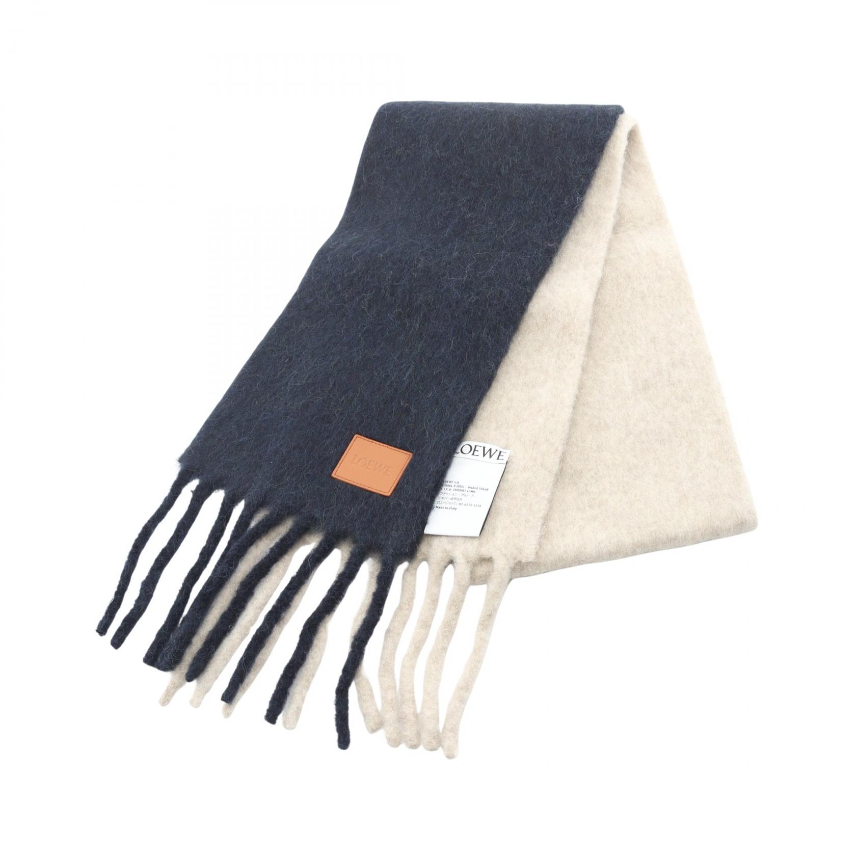 ロエベ LOEWE スカーフ マフラー 衣料品 ウール アルパカ レディース ネイビー系 / ベージュ系 FSF4SS1W065395 【新品】