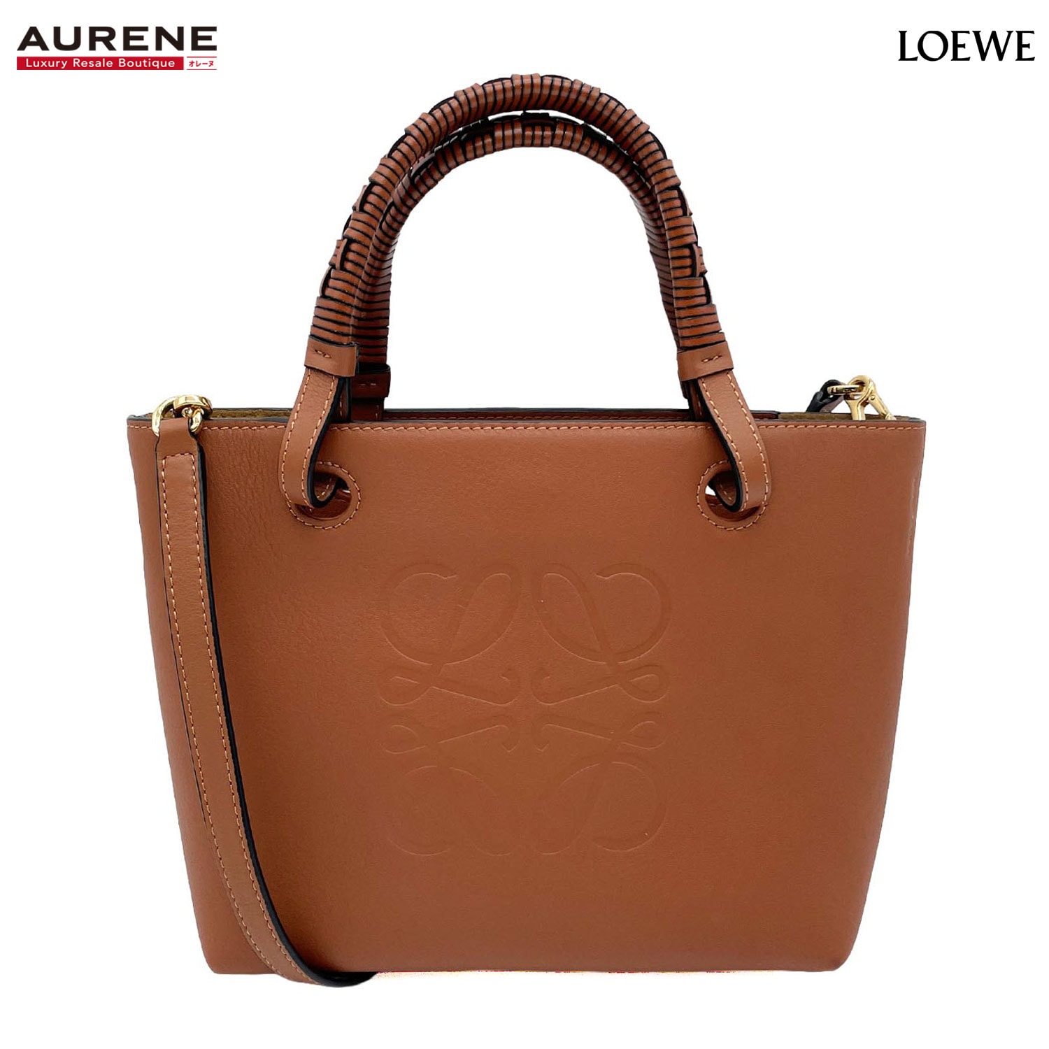 LOEWE ロエベ ショルダーバッグ アナグラム トート 2WAY レザー ブラウン レディース 【中古】
