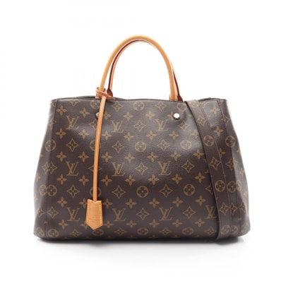ルイ・ヴィトン LOUIS VUITTON モンテーニュGM トートバッグ バッグ PVCコーティングキャンバス レザー モノグラム レディース ブラウン系 M41067 【中古】