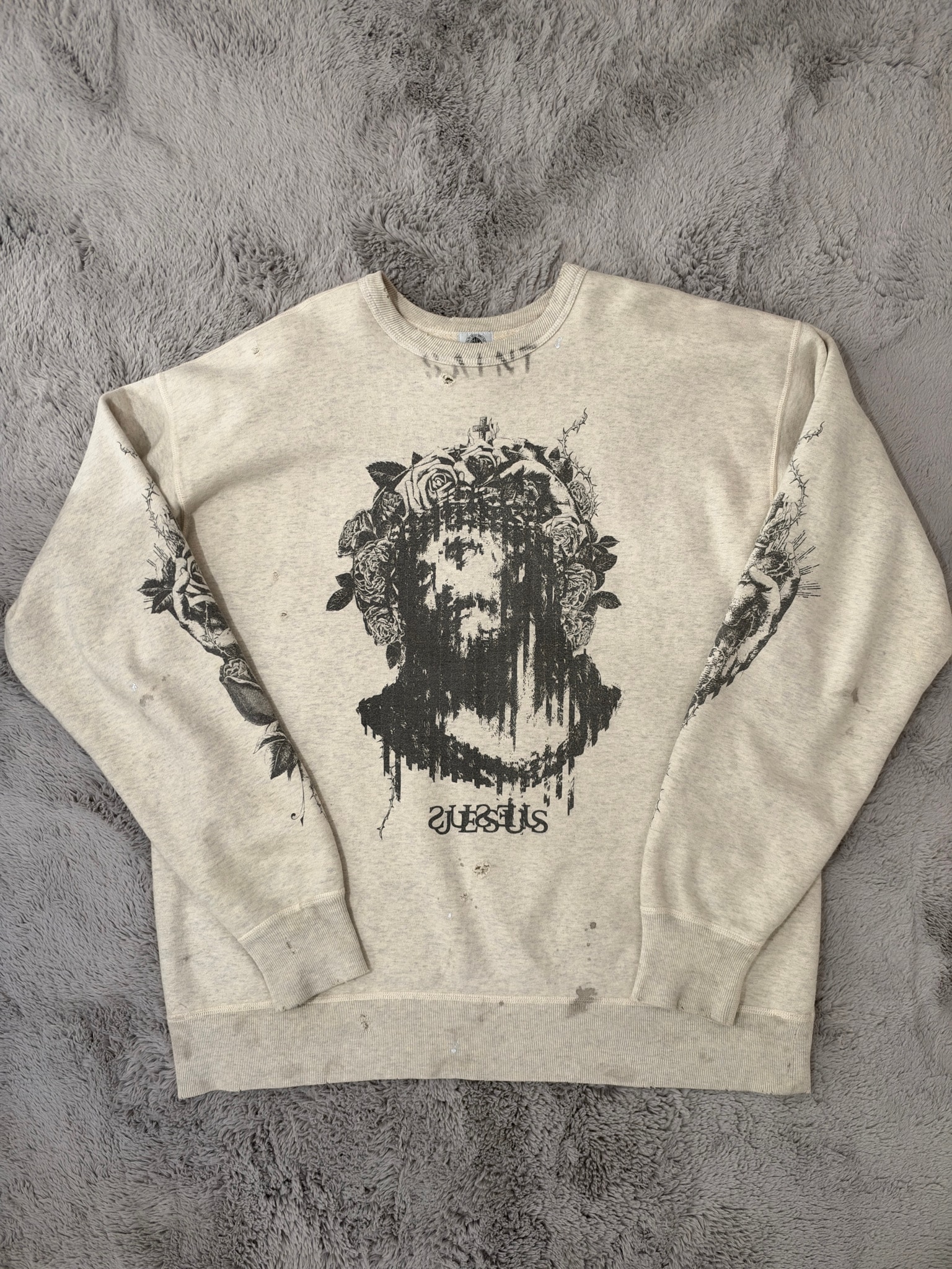 SAINT Mxxxxxx x Kosuke Kawamura SWEAT SHIRT JESUS "Grey"