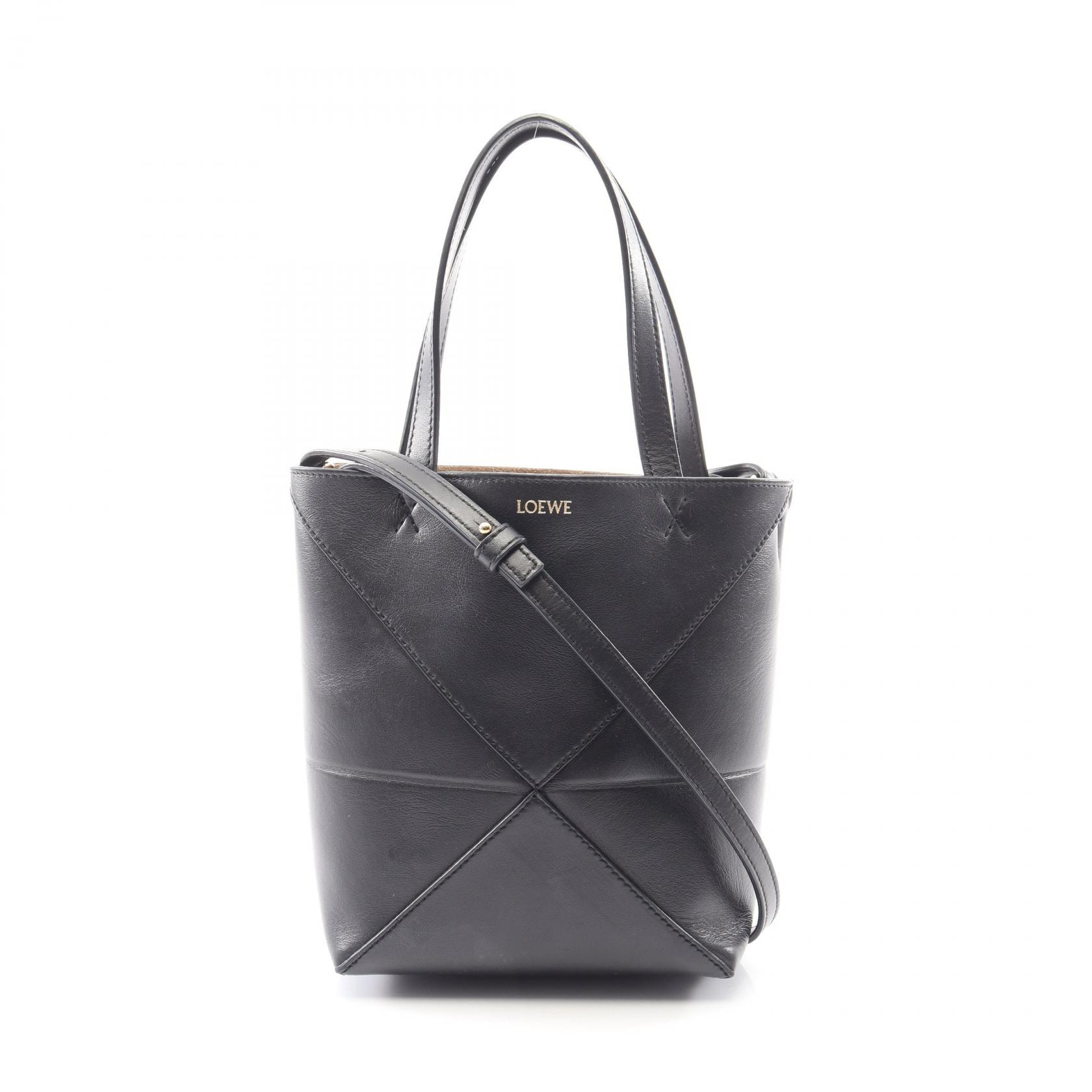 ロエベ LOEWE パズルフォルド ミニ 2WAY ハンドバッグ バッグ レザー レディース ブラック系 A657V25X01 【中古】